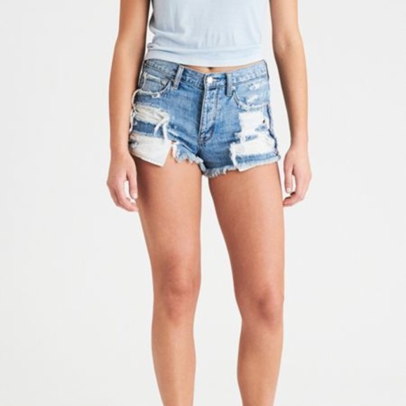 American Eagle Outfitters Pants - American Eagle Hi Rise Destroyed Bleach Shorts